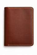 Brown leather passport cover closed