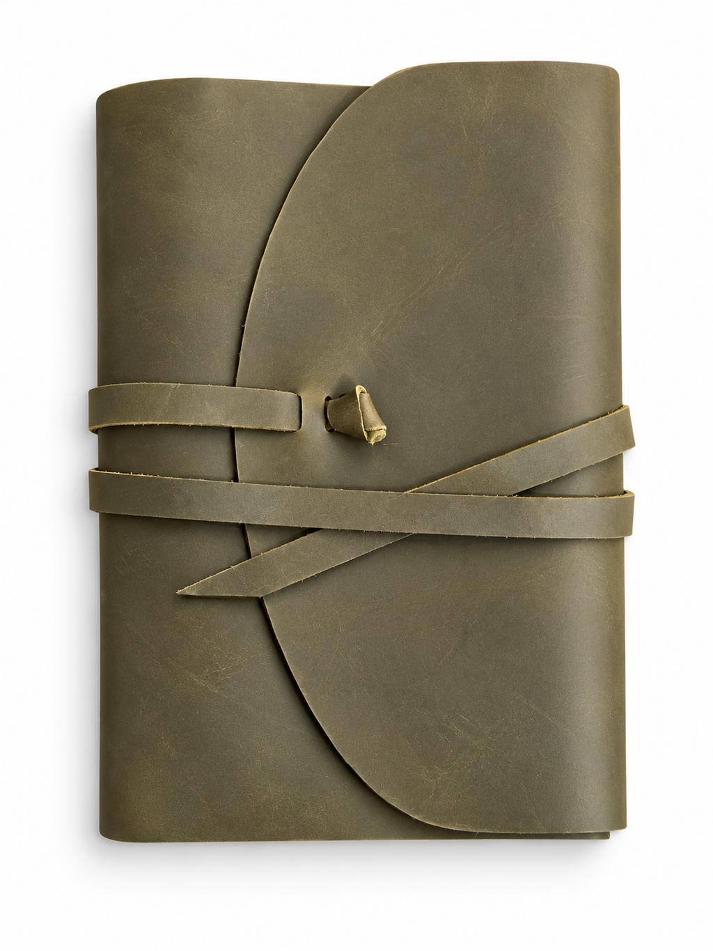 Olive leather journal wrap tie