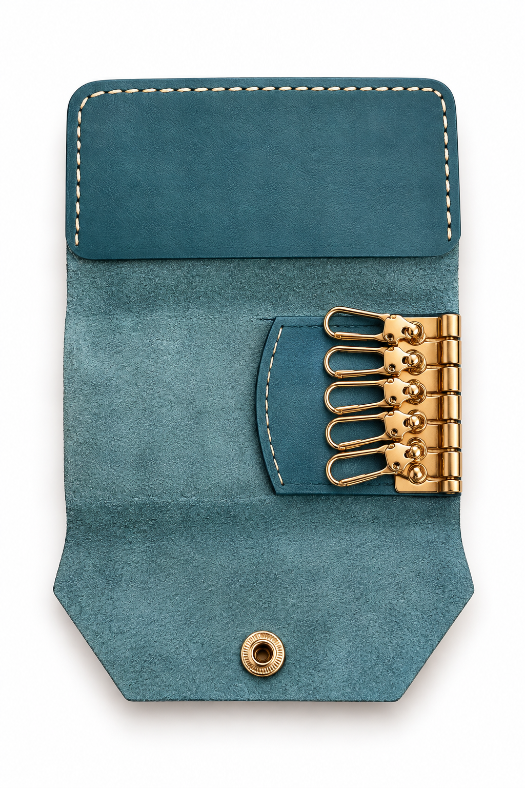 Blue leather key holder