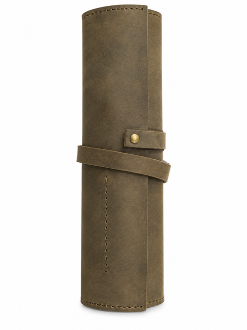 Grey leather organiser rolled