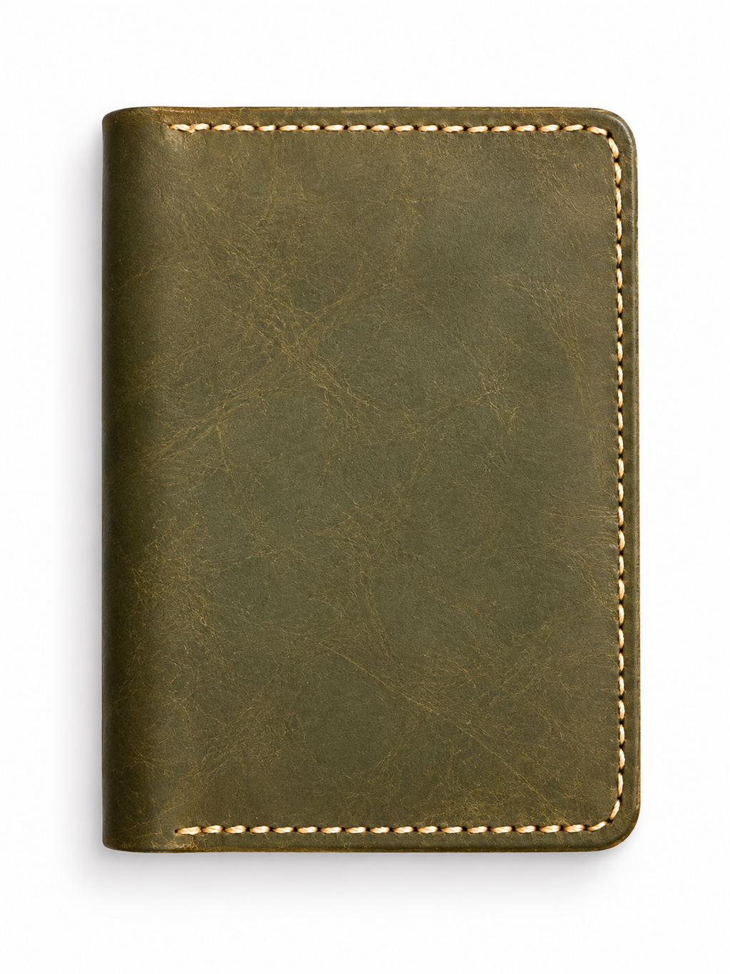Olive | Leather Passport Cover - Closed