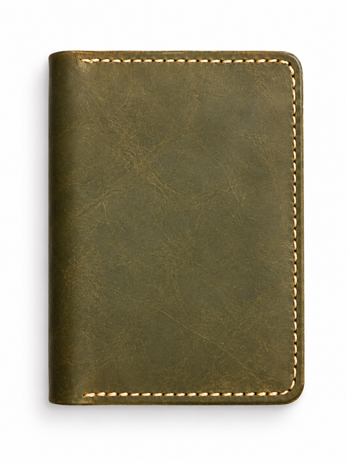 Olive | Leather Passport Cover - Closed