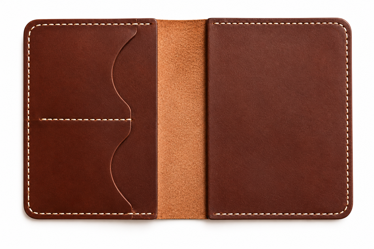 Olive | Leather Passport Cover - Open