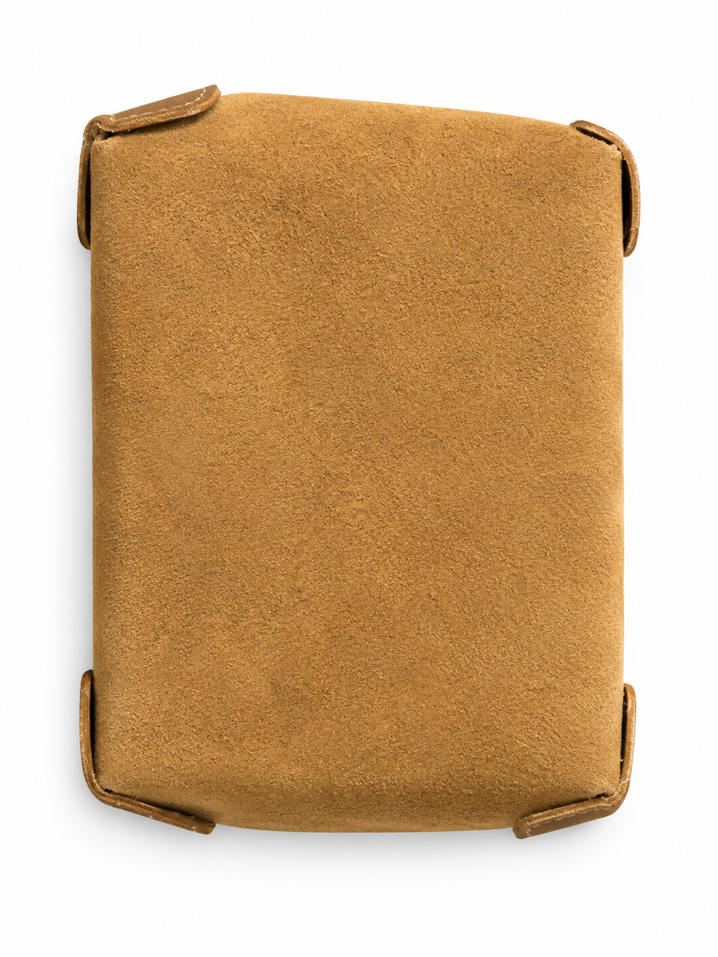 Tan leather valet tray open